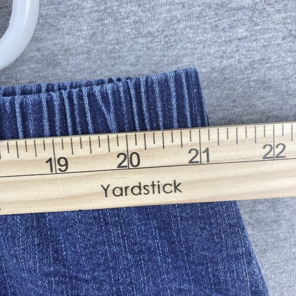 L.A. Blues Women's Blue Denim Pants Size 30/32 Pull-on Elastic Waist High Rise - Picture 8 of 10